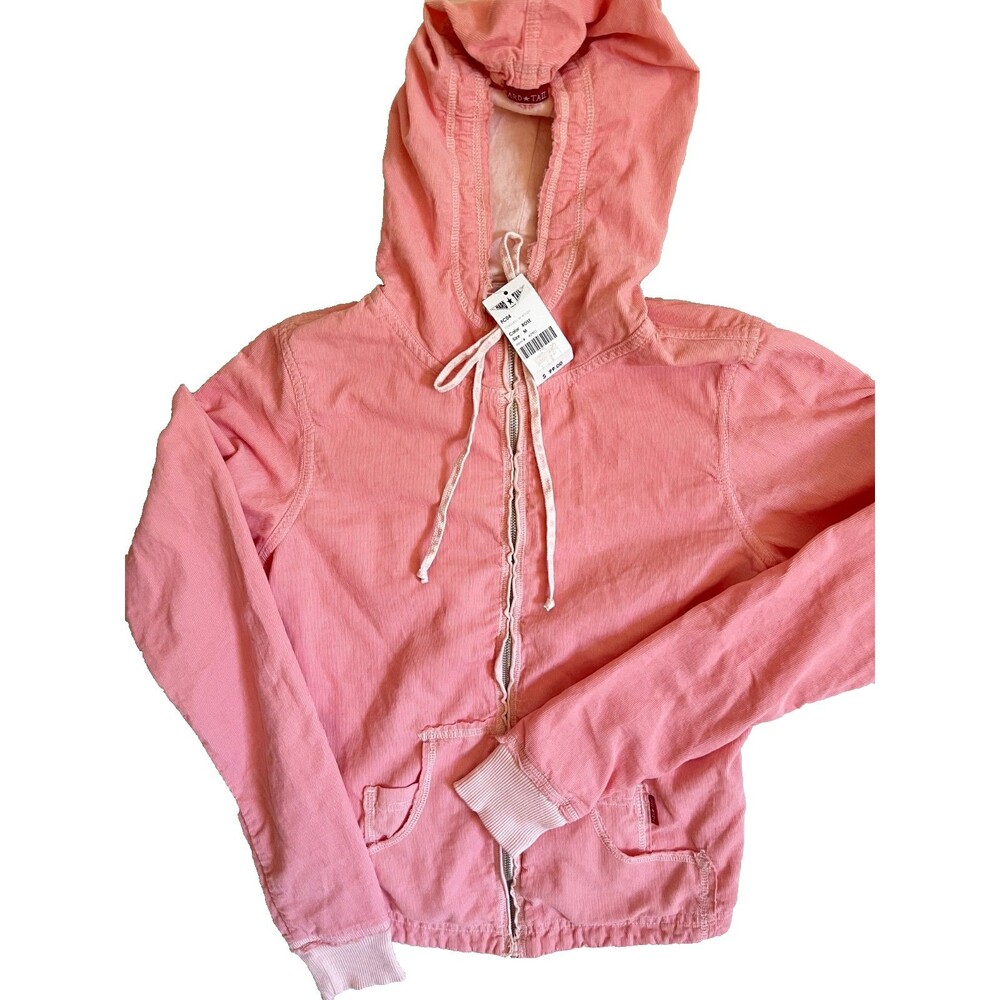 Hard Tail Forever Hoodie M Fine Wale Corduroy Pink Full Zip Cotton USA NWT
